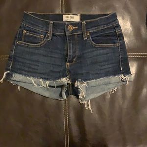 Mid Waste Garage Denim Stretch Shorts
